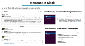Une capture d'écran de MeBeBot s'intégrant à Slack